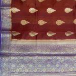 Maroon Cotton Silk Pure Banarasi Saree With Floral Zari Boota Work