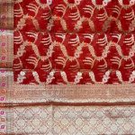 Red Cotton Silk Pure Banarasi Saree With Floral Zari Jaal Work