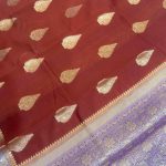 Maroon Cotton Silk Pure Banarasi Saree With Floral Zari Boota Work