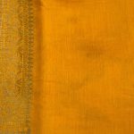 Mustard Cotton Silk Pure Banarasi Saree With Floral Zari Jaal Work