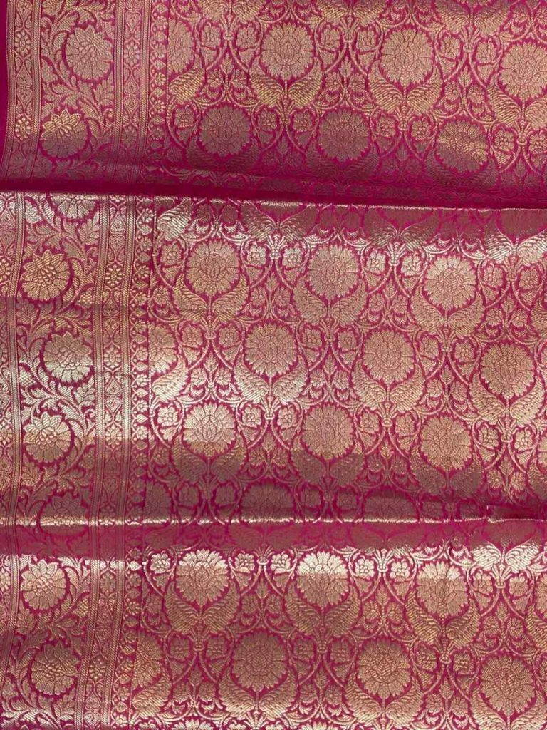 Red Cotton Silk Pure Banarasi Saree With Golden Zari Booti Work