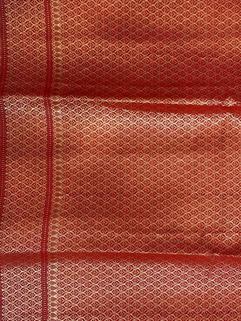 Red Cotton Silk Pure Banarasi Saree With Zari Booti And Rangkart Work