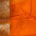Lemon Cotton Silk Pure Banarasi Saree With Silver Zari Floral Work