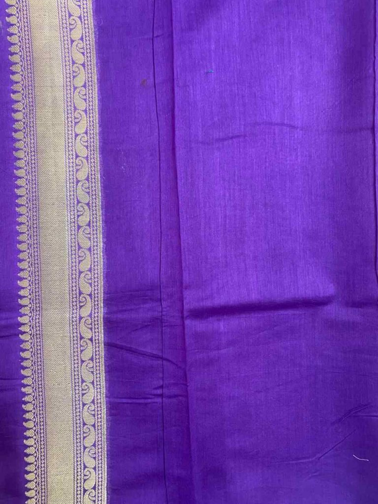 Maroon Cotton Silk Pure Banarasi Saree With Floral Zari Boota Work