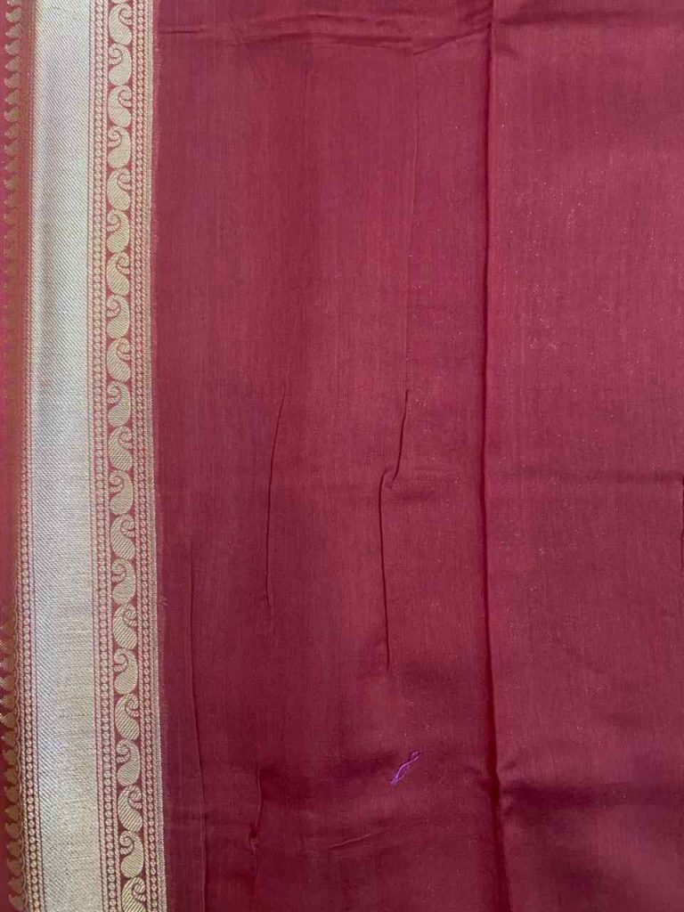 Mustard Cotton Silk Pure Banarasi Saree With Floral Zari Boota Work