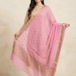 Pink Chiffon Silk Pure Banarasi Dupatta With Zari Booti Work