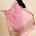 Pink Chiffon Silk Pure Banarasi Dupatta With Zari Booti Work