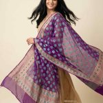 Purple Chiffon Silk Pure Banarasi Dupatta With  Floral Zari Booti Work