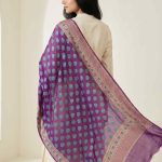 Purple Chiffon Silk Pure Banarasi Dupatta With  Floral Zari Booti Work