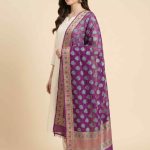 Purple Chiffon Silk Pure Banarasi Dupatta With  Floral Zari Booti Work