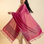 Rani Pink Chiffon Silk Pure Banarasi Dupatta With Silver Zari Booti Work