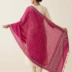 Rani Pink Chiffon Silk Pure Banarasi Dupatta With Silver Zari Booti Work