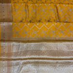 Mustard Chiniya Silk Pure Banarasi Saree With Floral Zari Jaal Work