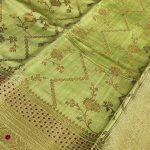 Pista Green Chiniya Silk Pure Banarasi Saree With Floral Zari Jaal Work