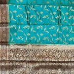 Turquoise Chiniya Silk Pure Banarasi Saree With Floral Zari Jaal Work