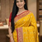 Mustard Chiniya Silk Pure Banarasi Saree With Floral Zari Jaal Work