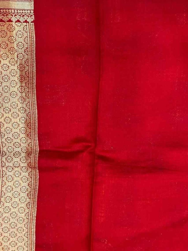 Mustard Chiniya Silk Pure Banarasi Saree With Floral Zari Jaal Work