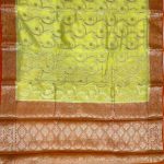 Lemon Cotton Silk Pure Banarasi Saree With Silver Zari Floral Work