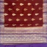 Maroon Cotton Silk Pure Banarasi Saree With Floral Zari Boota Work