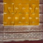 Mustard Cotton Silk Pure Banarasi Saree With Floral Zari Boota Work
