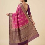 Rani Pink Cotton Silk Pure Banarasi Saree With Floral Zari Boota Work