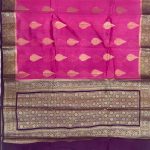 Rani Pink Cotton Silk Pure Banarasi Saree With Floral Zari Boota Work