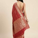 Red Cotton Silk Pure Banarasi Saree With Zari Booti And Rangkart Work