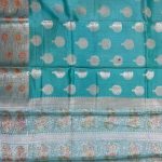 SkyBlue Cotton Silk Pure Banarasi Saree With Zari Boota Work