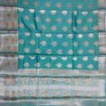 SkyBlue Cotton Silk Pure Banarasi Saree With Zari Boota Work