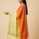 Dual Shade Khaddi Georgette Pure Silk Banarasi Dupatta With Zari Booti Work