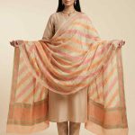 Yellow Khaddi Georgette Silk Pure Banarasi Dupatta