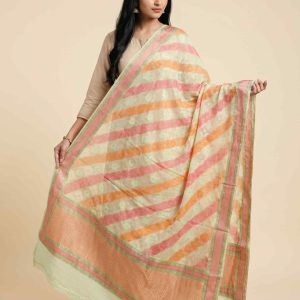 Yellow Khaddi Georgette Silk Pure Banarasi Dupatta