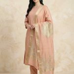 Peach Munga Silk Pure Banarasi Dupatta With Floral Rangkart Work
