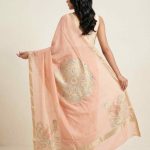 Peach Munga Silk Pure Banarasi Dupatta With Floral Rangkart Work