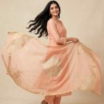 Peach Munga Silk Pure Banarasi Dupatta With Floral Rangkart Work