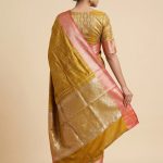 Banarasi Semi Silk Saree In Mustard Colour With ZigZag Zari Work