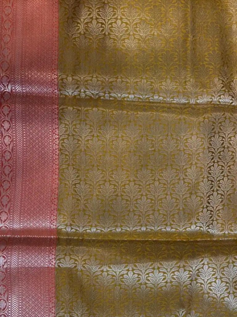 Banarasi Semi Silk Saree In Mustard Colour With ZigZag Zari Work