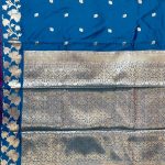Banarasi Semi Silk Saree In Blue Colour With Floral Zari Work
