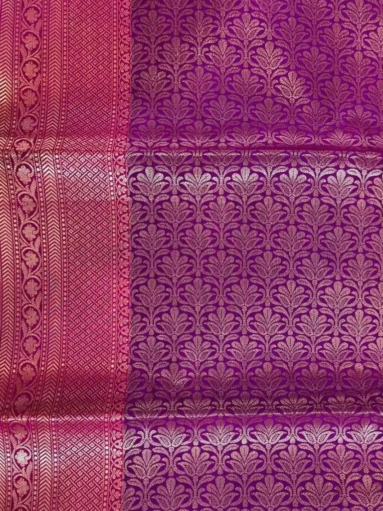 Banarasi Semi Silk Saree In Magenta Colour With Silver Zari ZigZag Work
