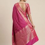 Rani Pink Semi Silk Banarasi Saree With ZigZag Zari Work