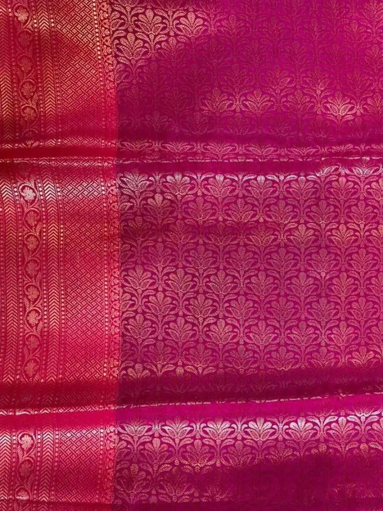 Rani Pink Semi Silk Banarasi Saree With ZigZag Zari Work