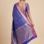 Royal Blue Semi Silk Banarasi Saree With ZigZag Zari Work