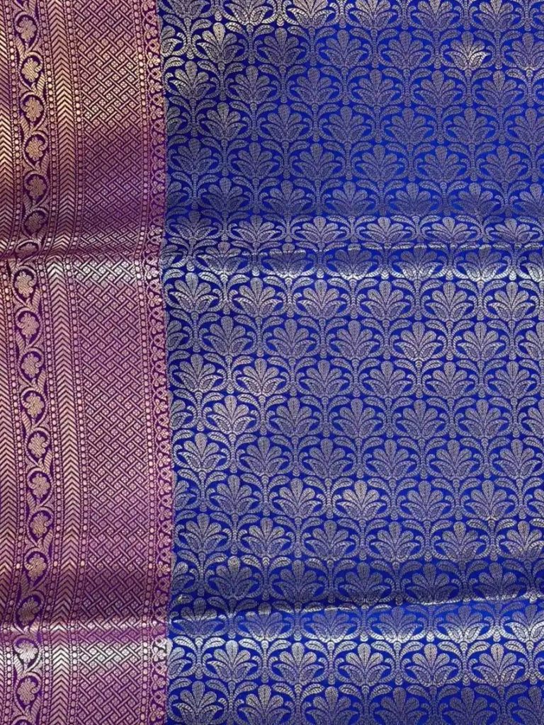 Royal Blue Semi Silk Banarasi Saree With ZigZag Zari Work