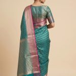 Seagreen Semi Silk Banarasi Saree With ZigZag Zari Work