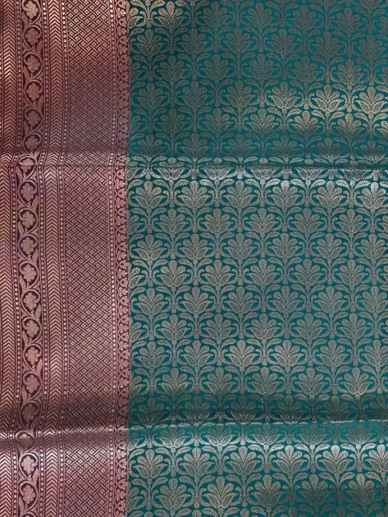 Seagreen Semi Silk Banarasi Saree With ZigZag Zari Work