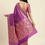 Magenta Cotton Silk Pure Banarasi Saree With Zari Booti Work