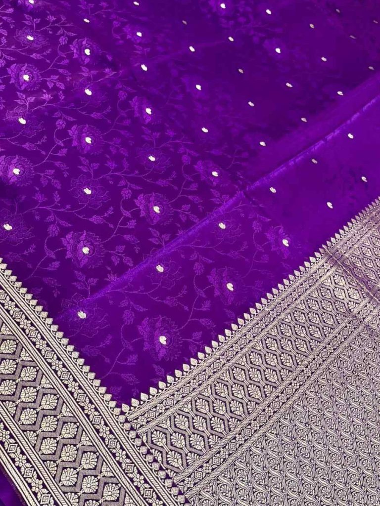 Purple Mashru Silk Banarasi Saree