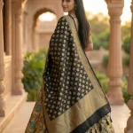 Black Kataan Silk Banarasi Lehenga
