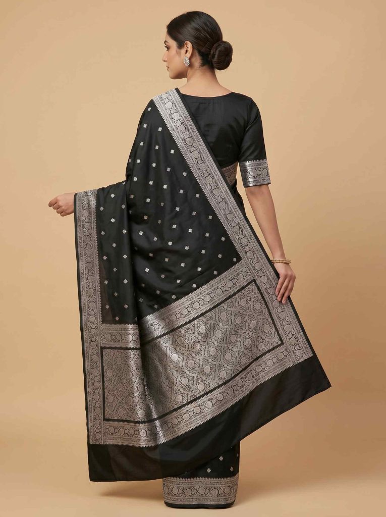 Black Mashru Silk Banarasi Saree