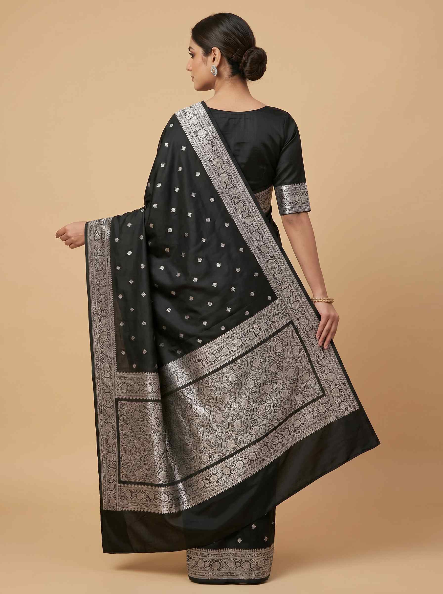 Black Mashru Silk Banarasi Saree